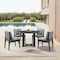 Armen Living Grand Outdoor Patio 5-Piece Round Dining Table Set in Aluminum with Gray Cushions 840254332751 - alternate 9
